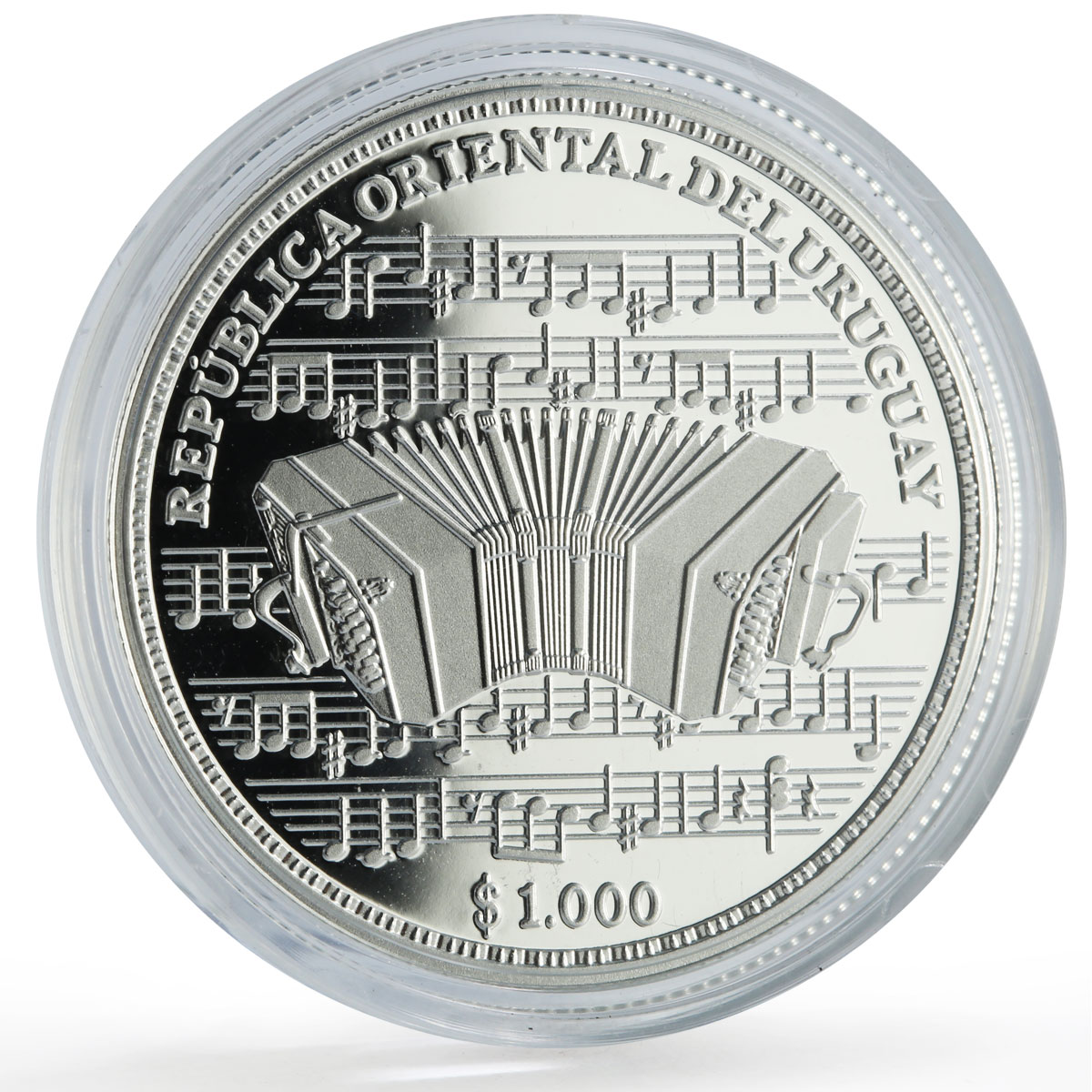 Uruguay 1000 pesos Geraldo Rodriguez Composers Music proof silver coin 2017