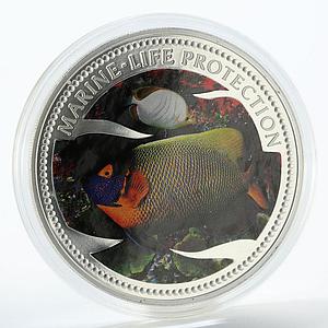 Palau 20 dollars Marine Life Acanthurus Fish silver coin 2001