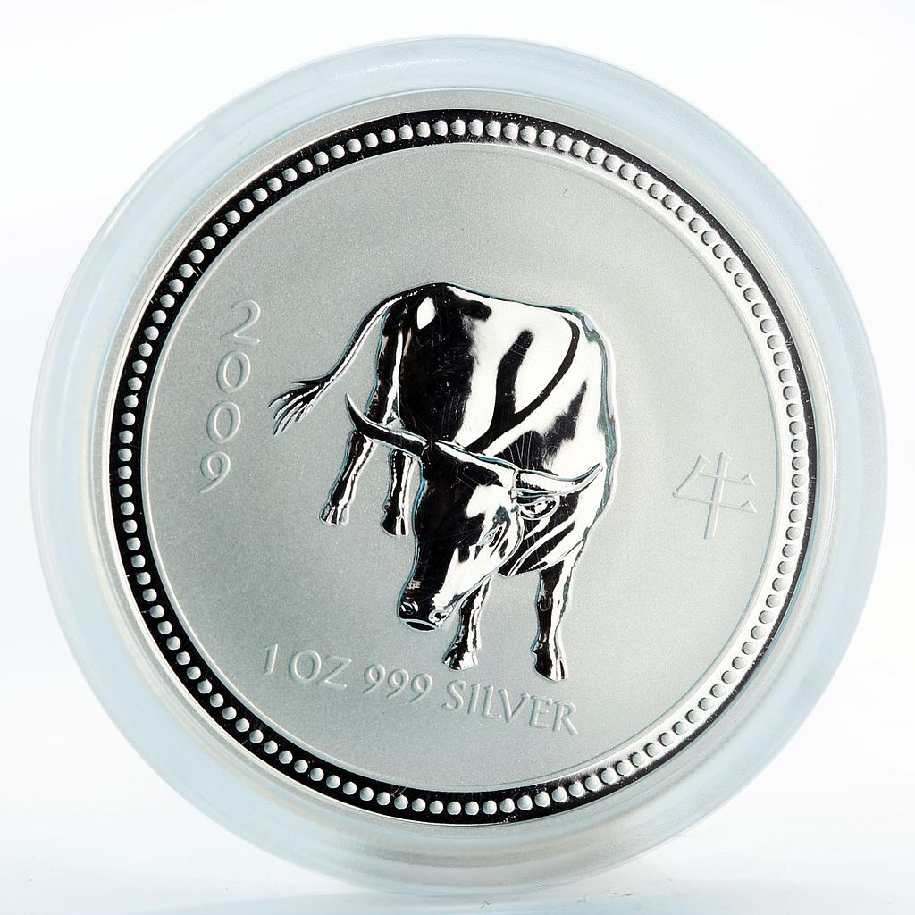 Australia 1 dollar Lunar Calendar series I Year of the Ox silver coin 2009