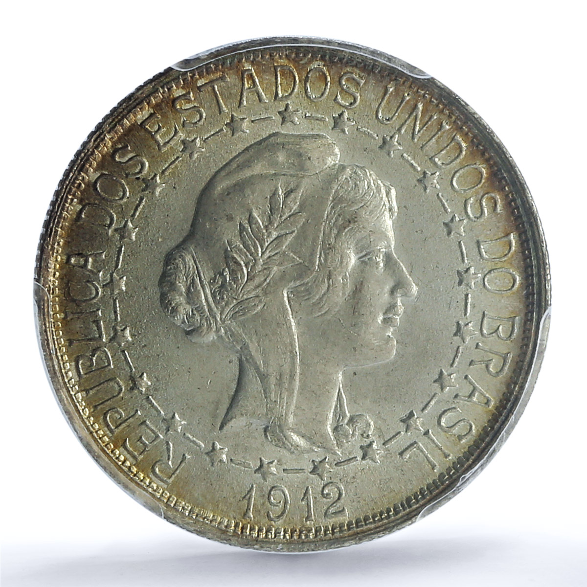 Brazil 1000 reis Regular Coinage Liberty Head KM-510 MS65 PCGS silver coin 1912 Brazil 1000 reis Regular Coinage Liberty Head KM-510 MS65 PCGS silver coin 1912