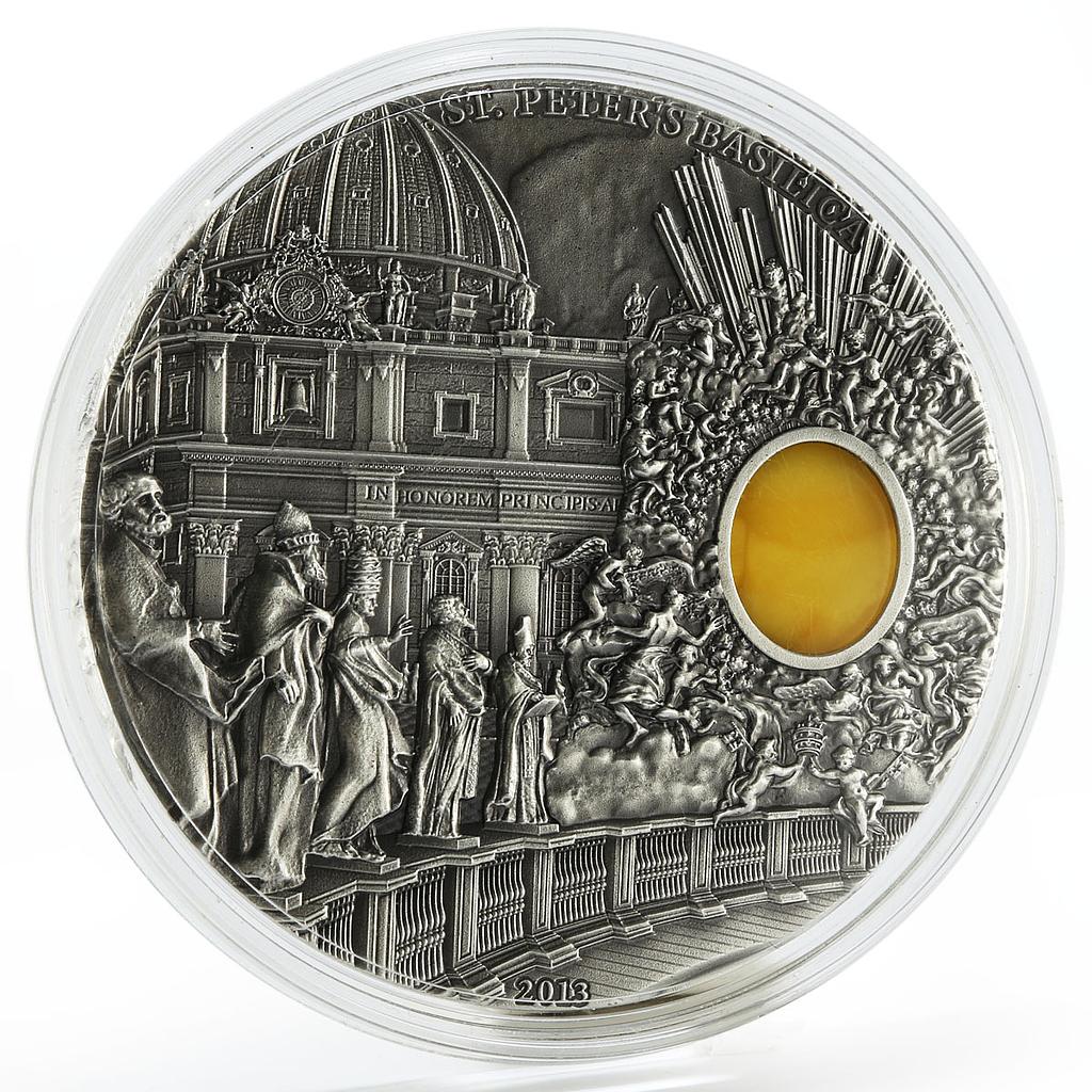 Palau 10 dollars St. Peter Basilica Rome with amber silver ...