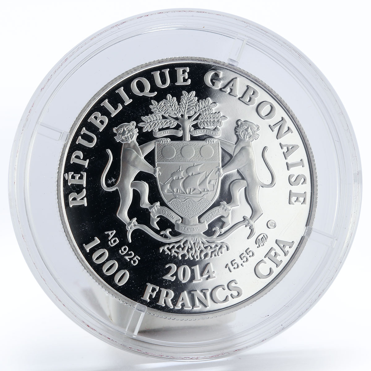 Gabon 1000 francs Zodiac Aquarius proof silver coin 2014