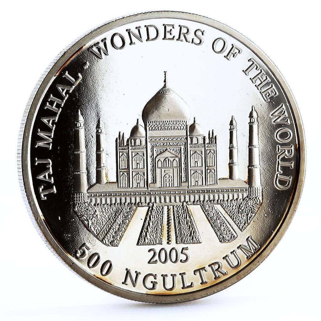 Bhutan 500 ngultrum Wonders of World Taj Mahal silver coin 2005
