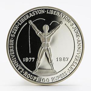Seychelles 100 rupees 10th Anniversary of Liberation proof silver coin 1987