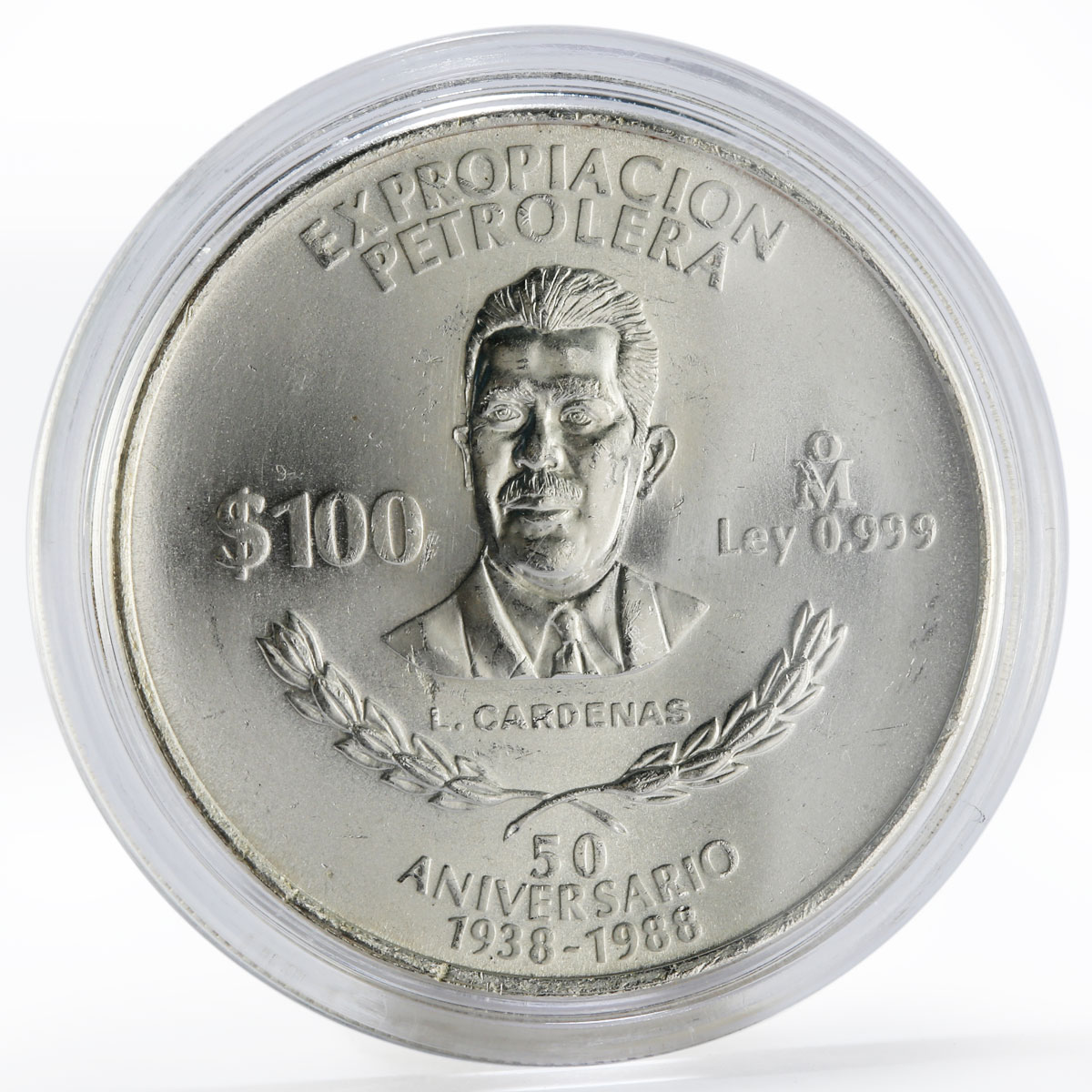 Mexico 100 pesos 50th Anniversary of Oil Industry proof silver