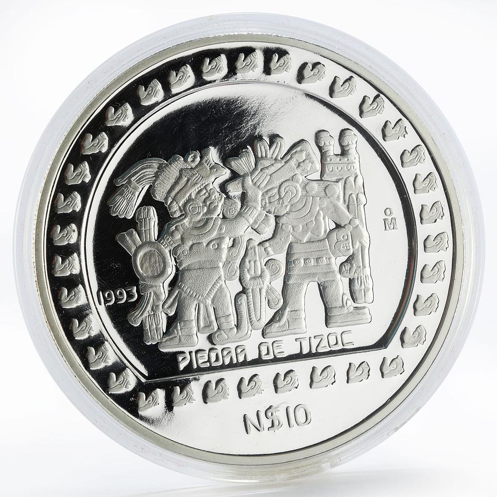 Mexico 10 pesos Piedra de Tizoc proof silver coin 1993