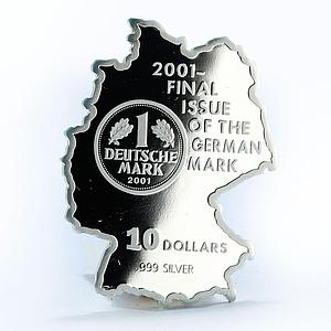 Nauru 10 dollars Discontinuation of the German Mark proof silver coin 2001