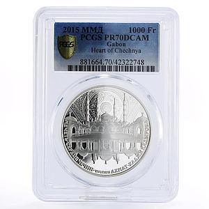 Gabon 1000 francs Mosque Heart of Chechnya Kadyrov PR70 PCGS silver coin 2015