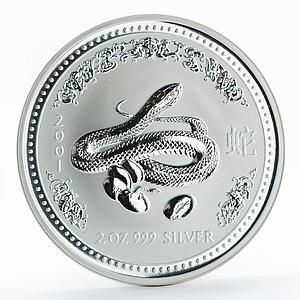 Australia 2 dollars Lunar Year Series I Year of the Snake silver coin 2001