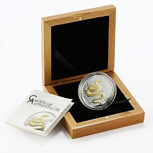Togo 1000 francs Year of the Snake Lunar Zodiac gilded silver coin 2013