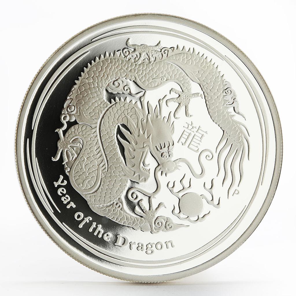 Australia 1 dollar Year of the Dragon Lunar Calendar Series II silver coin 2012