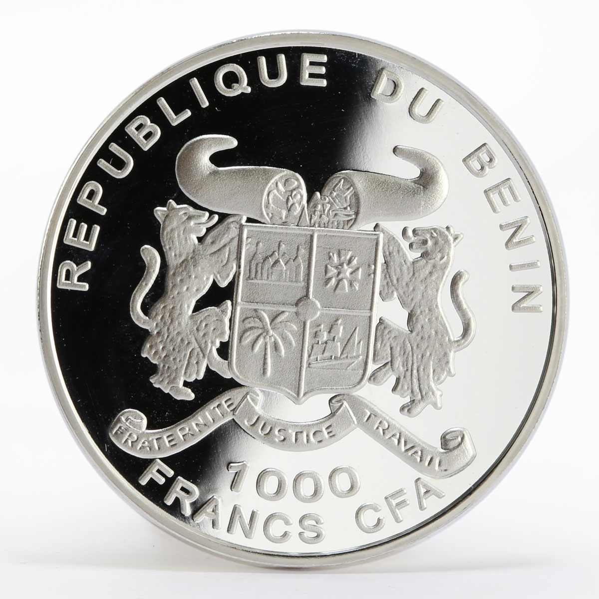 Benin 1000 francs Leif Ericson New World explorer ship proof silver coin 2001