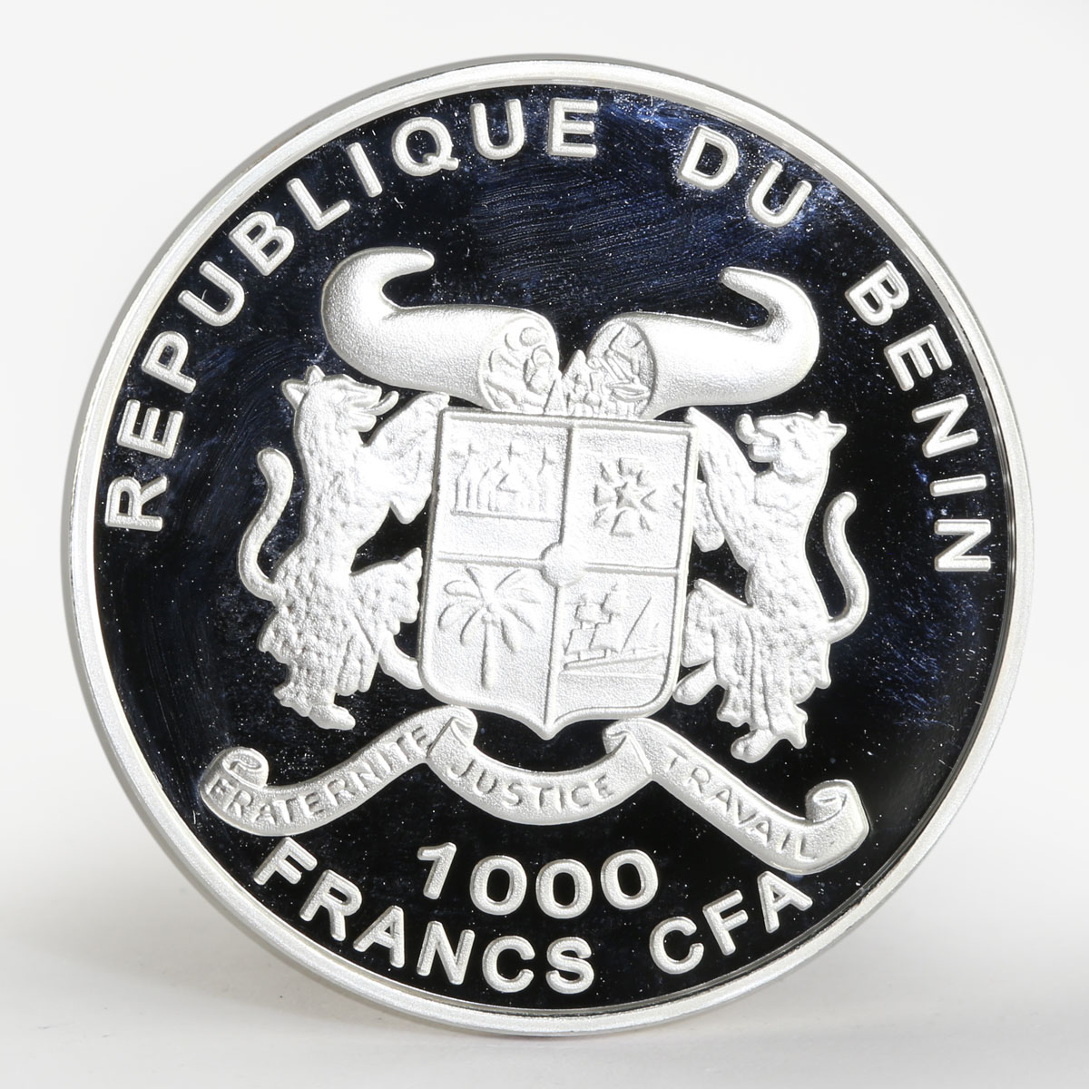 Benin 1000 francs Leif Ericson New World explorer ship proof silver coin 2001