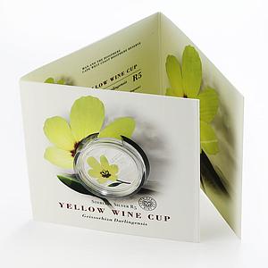 South Africa 5 rand Yellow Wine Cup Geissorhiza Darlingensis Flower Ag coin 2017