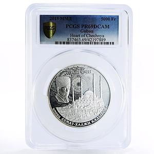 Gabon 5000 francs Mosque Heart of Chechnya Kadyrov PR69 PCGS silver coin 2015