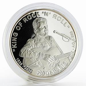 Gambia 20 dalasis Elvis Presley King of Rock Singer proof silver coin 2015