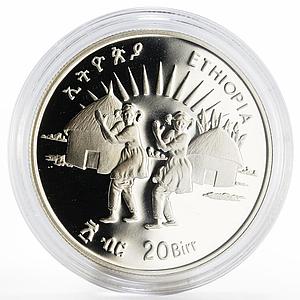 Ethiopia 20 birr Children of the World proof silver coin 1998