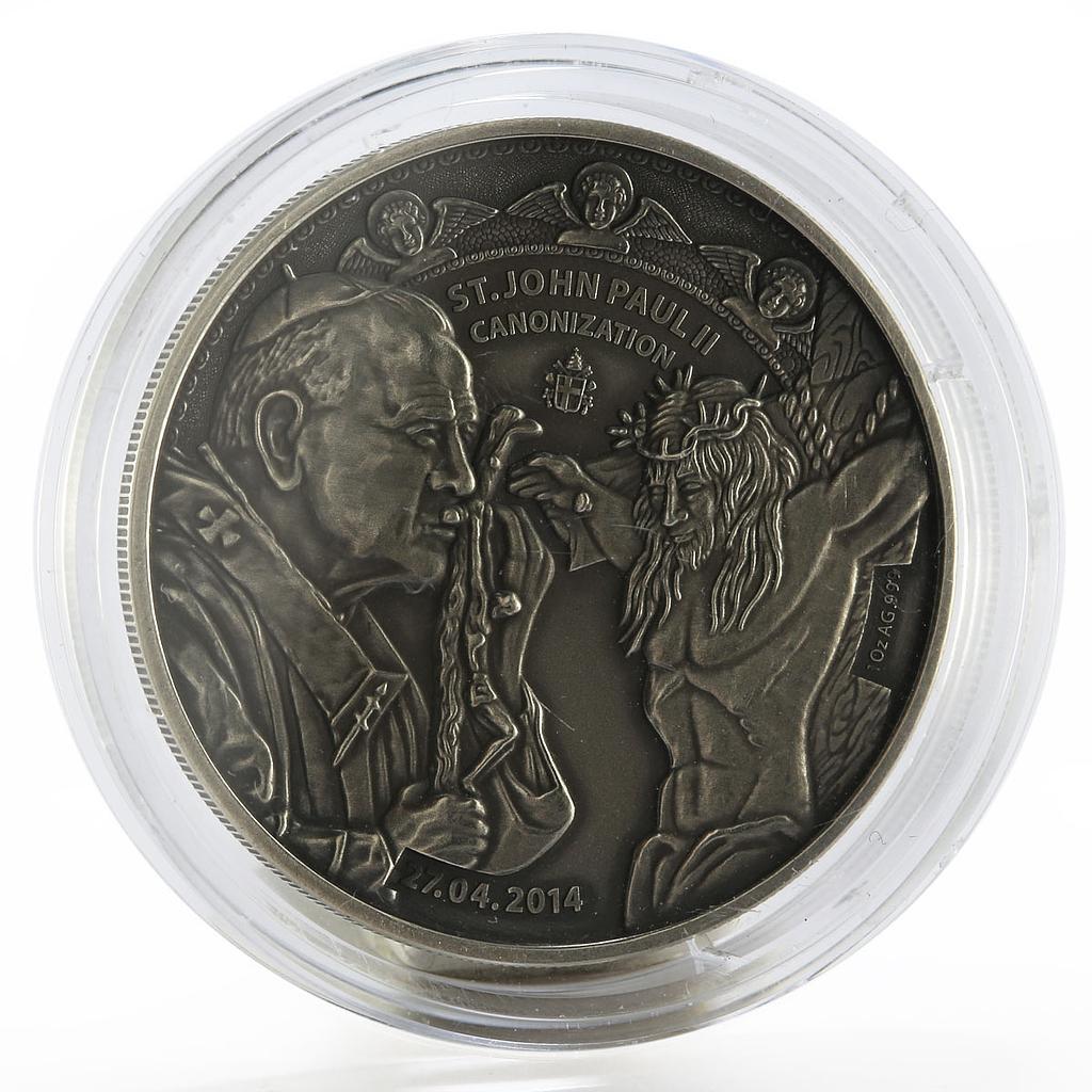 Benin 1000 francs Canonization of John Paul II silver coin 2014