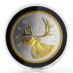 Canada 25 cents Big Coin series The Caribou Deer gilded silver coin 2015