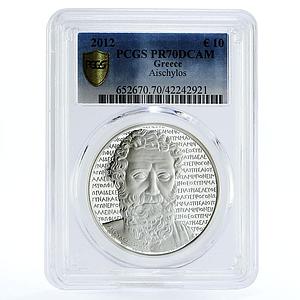 Greece 10 euro Hellenic Culture Tragedians Aeschylus PR70 PCGS silver coin 2012