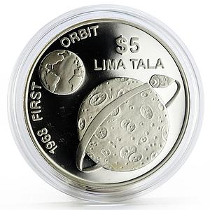Tokelau 5 dollars Humanity in Space series The First Orbit 1968 silver coin 1993