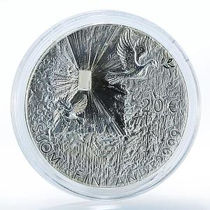 Finland Suomi 20 Euro Peace and Security, Birds 2009 Silver Proof Coin