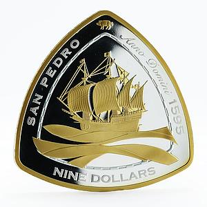 Bermuda 9 dollars Famous Shipwrecks series San Pedro Ship proof silver coin 2007