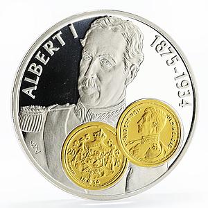 Netherlands Antilles 10 gulden Albert I gilded proof silver coin 2001