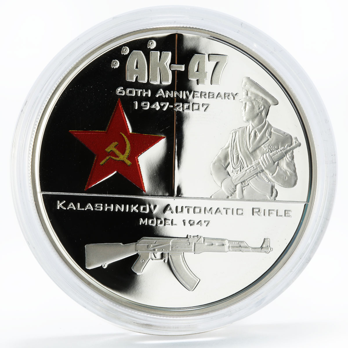 Cook Islands set of 2 coins 60 Years to Kalashnikov Rifle silver coin 2007