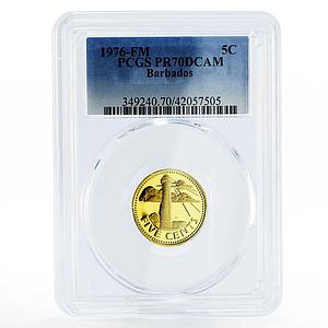 Barbados 5 cents South Point Lighthouse PR70 PCGS proof brass coin 1976