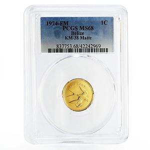 Belize 1 cent Swallow-Tailed Kite MS68 PCGS bronze coin 1974