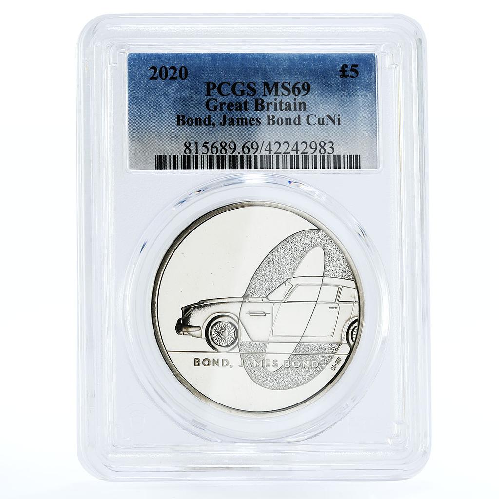 Britain 5 pounds Bondiana series Bond James Bond MS69 PCGS CuNi coin 2020