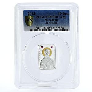 Macedonia 10 denars St Nicholas the Wonderworker PR70 PCGS silver coin 2018