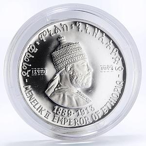 Ethiopia 5 dollars Emperor Menelik the Second proof silver coin 1972