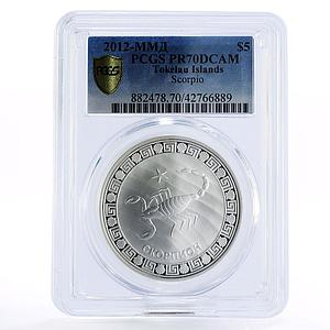 Tokelau 5 dollars Zodiac Signs series Scorpio PR70 PCGS silver coin 2012