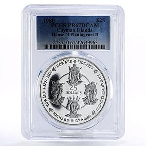 Cayman Islands 25 dollars House of Plantagenet II PR67 PCGS silver coin 1980