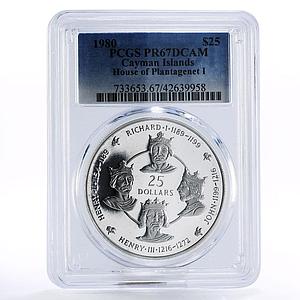Cayman Islands 25 dollars House of Plantagenet I PR67 PCGS silver coin 1980