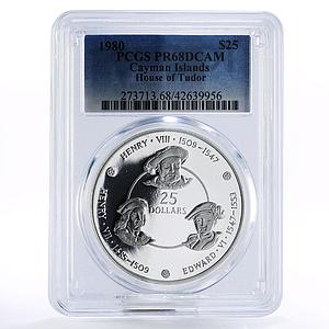Cayman Islands 25 dollars House of Tudor PR68 PCGS silver coin 1980
