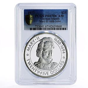 Cayman Islands 25 dollars Queen Mary II PR67 PCGS silver coin 1977