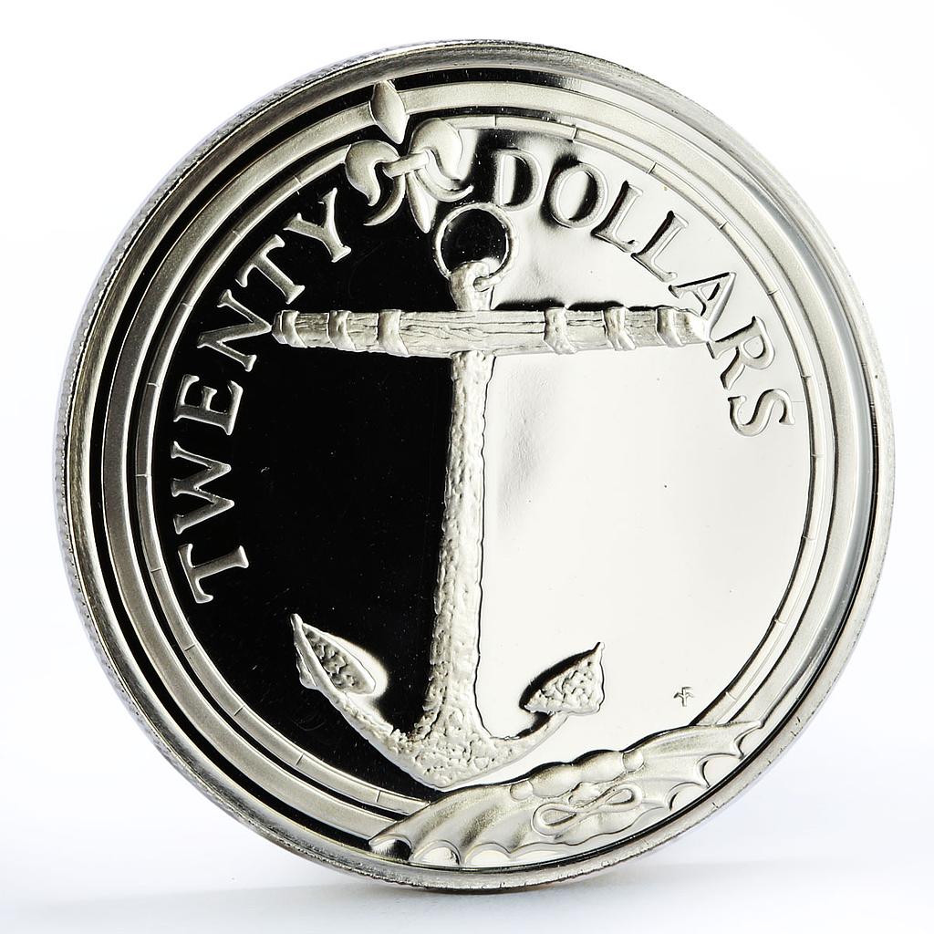 British Virgin Islands 20 dollars Caribbean Treasures Anchor silver coin 1985