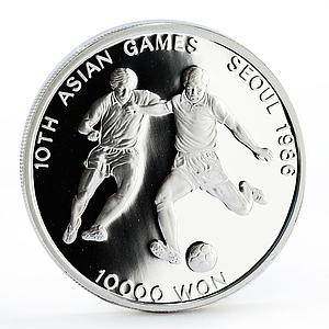 Korea 10000 won 10th Seoul Asian Games series Football proof silver coin 1986