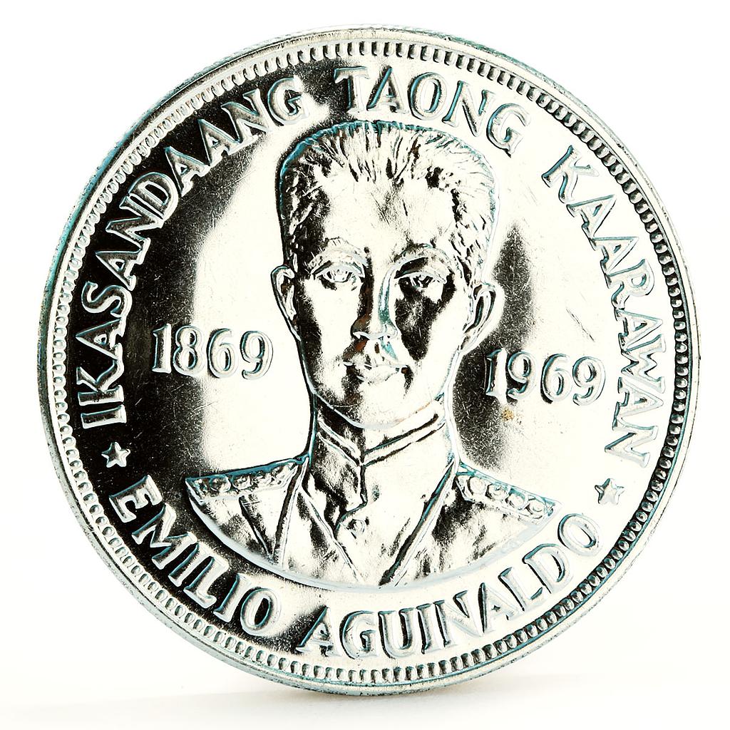 Philippines 1 piso Emilio Aguinaldo silver coin 1969