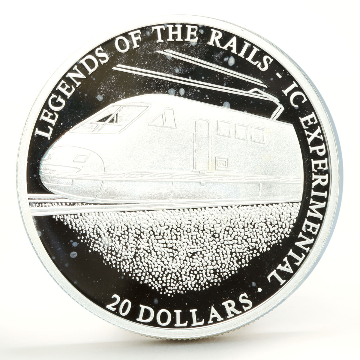 Liberia 20 dollars Trains Railway Locomotive 1C Experimental silver coin 2001