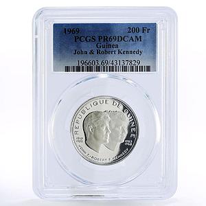 Guinea 200 francs John and Robert Kennedy PR69 PCGS silver coin 1969