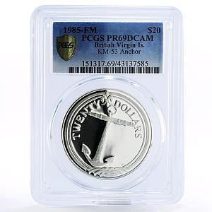 British Virgin Islands 20 dollars Sail Anchor PR69 PCGS silver coin 1985