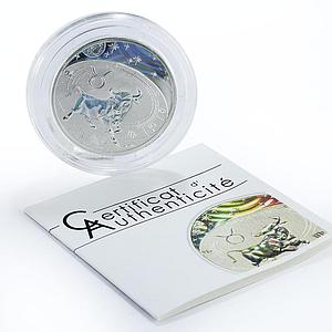 Cameroon 500 francs Zodiac Signs series Taurus hologram silver coin 2010