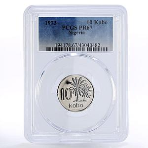 Nigeria 10 kobo Two Palmas PR67 PCGS CuNi coin 1973