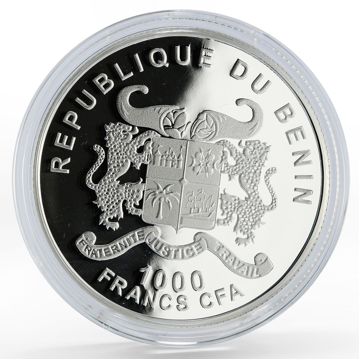 Benin 1000 francs Pomeranian Dog colored proof silver coin 2012
