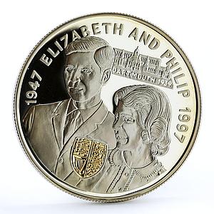 Jamaica 25 dollars Queen Elizabeth and Prince Philip Jubilee silver coin 1997