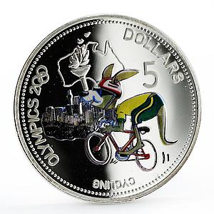 Solomon Islands 5 dollars Sydney Olympic Games Cycling colored silver coin 2000
